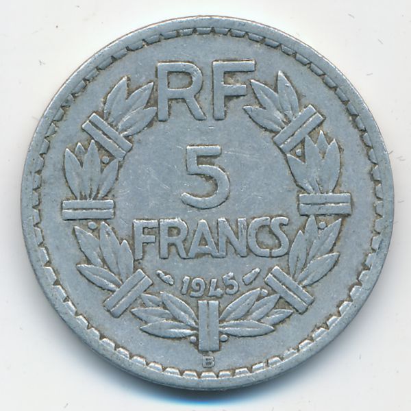 Франция, 5 франков (1945 г.)