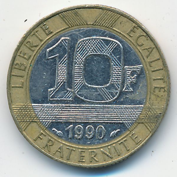Франция, 10 франков (1990 г.)