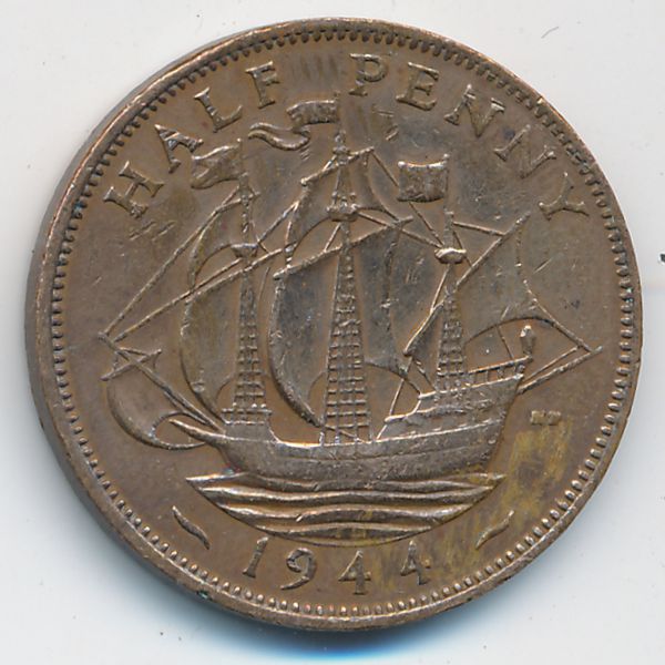 Великобритания, 1/2 пенни (1944 г.)