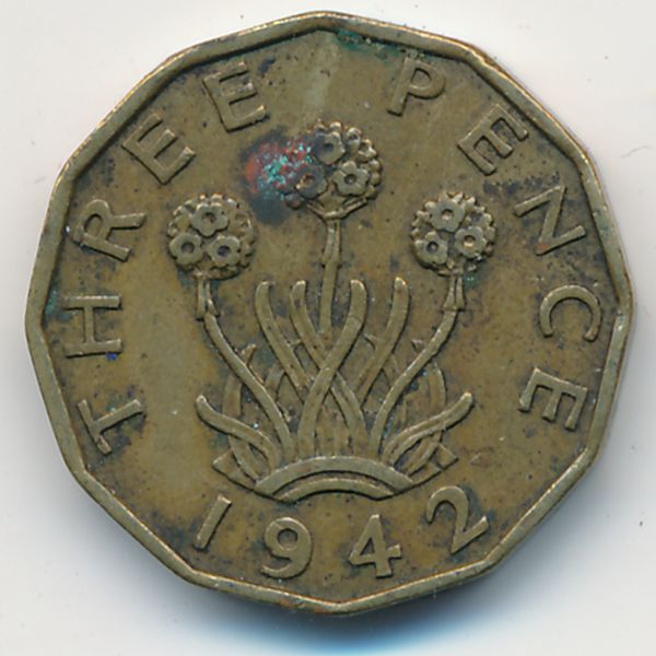 Великобритания, 3 пенса (1942 г.)