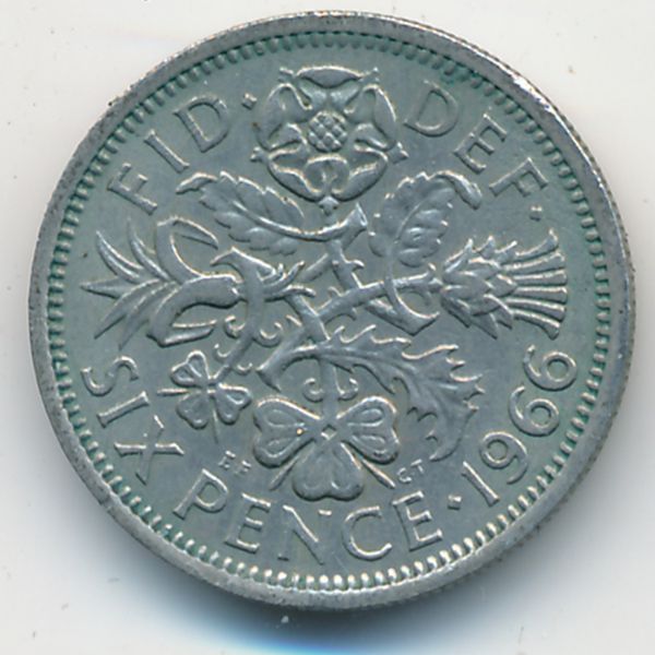 Великобритания, 6 пенсов (1966 г.)