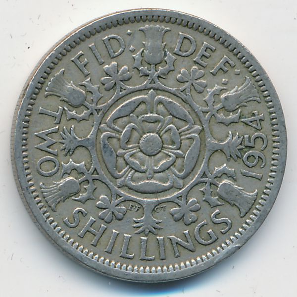 Великобритания, 2 шиллинга (1954 г.)
