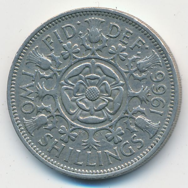 Великобритания, 2 шиллинга (1966 г.)