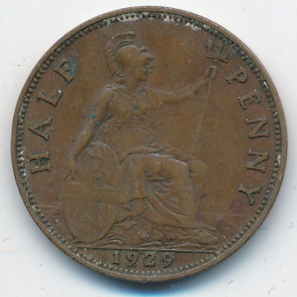 Великобритания, 1/2 пенни (1929 г.)