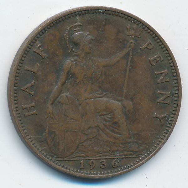 Великобритания, 1/2 пенни (1936 г.)