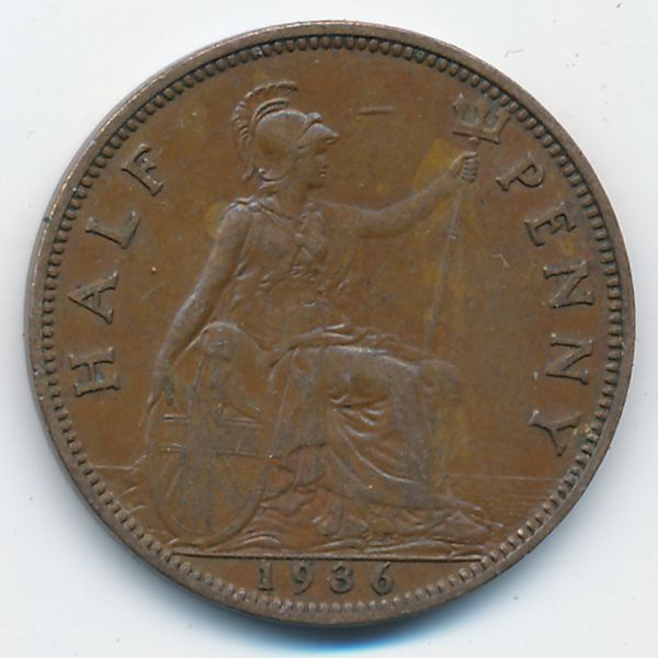 Великобритания, 1/2 пенни (1936 г.)