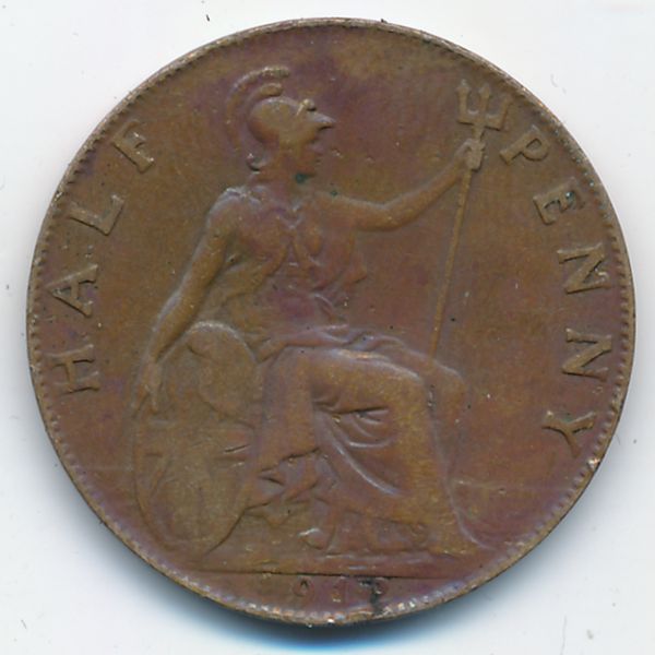 Великобритания, 1/2 пенни (1943 г.)