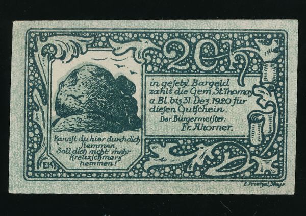 Нотгельды Австрии, 20 геллеров (1920 г.)