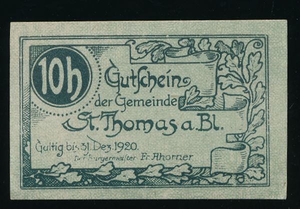 Нотгельды Австрии, 10 геллеров (1920 г.)
