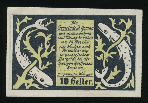 Нотгельды Австрии, 10 геллеров (1920 г.)