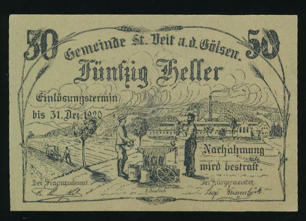 Нотгельды Австрии, 50 геллеров (1920 г.)