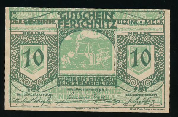 Нотгельды Австрии, 10 геллеров (1920 г.)