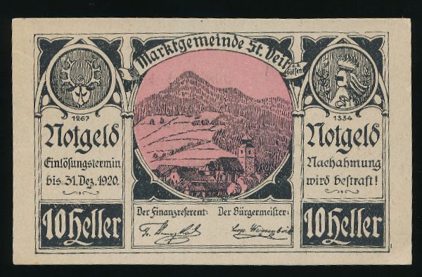 Нотгельды Австрии, 10 геллеров (1920 г.)