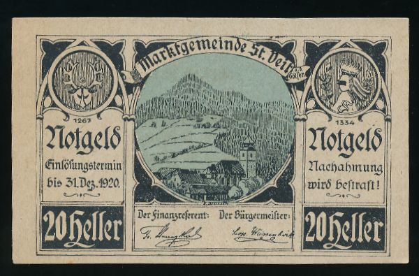 Нотгельды Австрии, 20 геллеров (1920 г.)