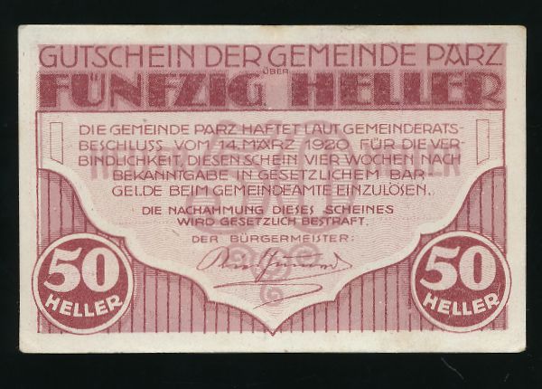 Нотгельды Австрии, 50 геллеров (1920 г.)