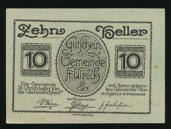 Нотгельды Австрии, 10 геллеров (1920 г.)