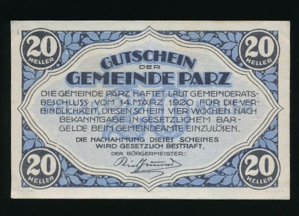 Нотгельды Австрии, 20 геллеров (1920 г.)