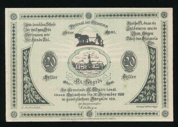 Нотгельды Австрии, 20 геллеров (1920 г.)