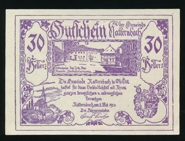 Нотгельды Австрии, 30 геллеров (1920 г.)