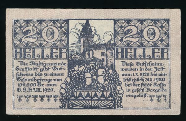 Нотгельды Австрии, 20 геллеров (1920 г.)