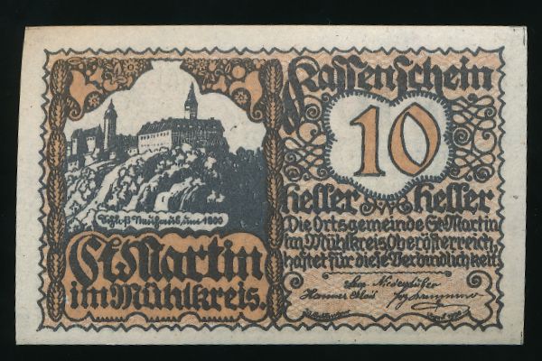 Нотгельды Австрии, 10 геллеров (19200 г.)