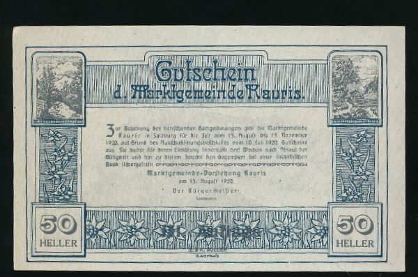 Нотгельды Австрии, 50 геллеров (1920 г.)