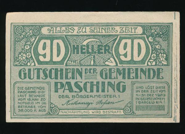 Нотгельды Австрии, 90 геллеров (1920 г.)