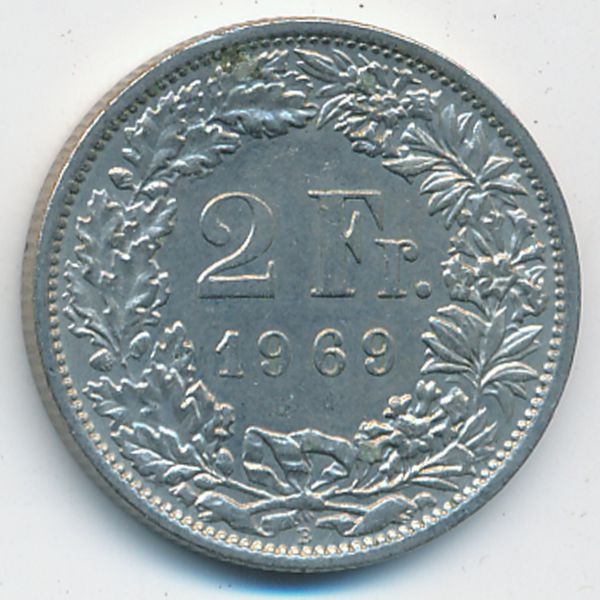 Швейцария, 2 франка (1969 г.)