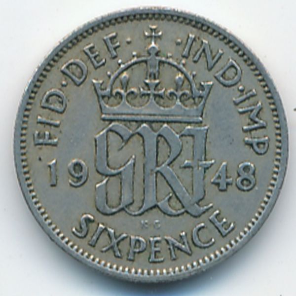 Великобритания, 6 пенсов (1948 г.)