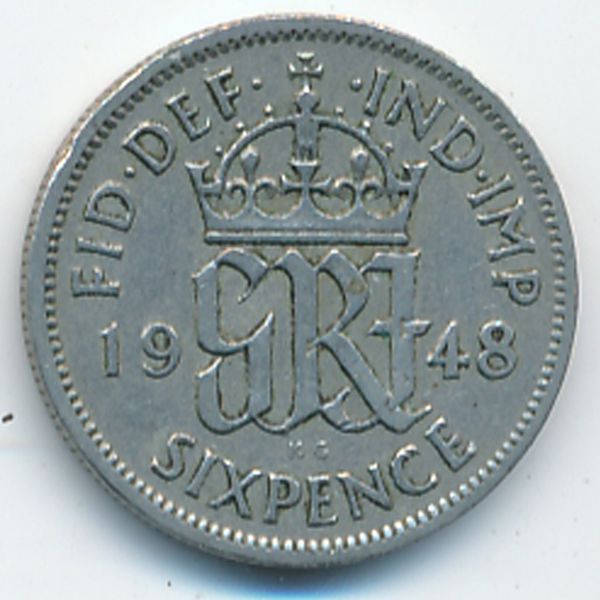Великобритания, 6 пенсов (1948 г.)