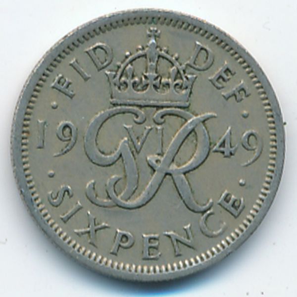 Великобритания, 6 пенсов (1949 г.)