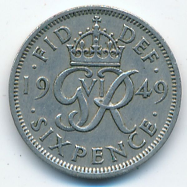 Великобритания, 6 пенсов (1949 г.)