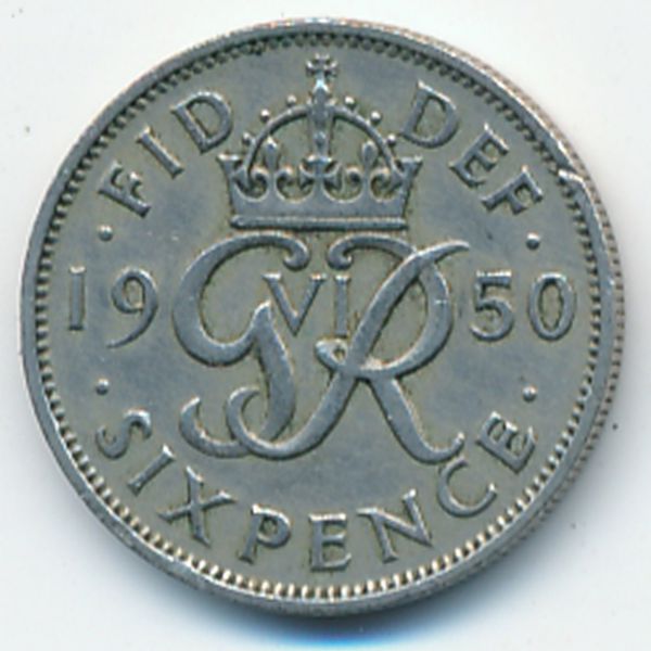Великобритания, 6 пенсов (1950 г.)