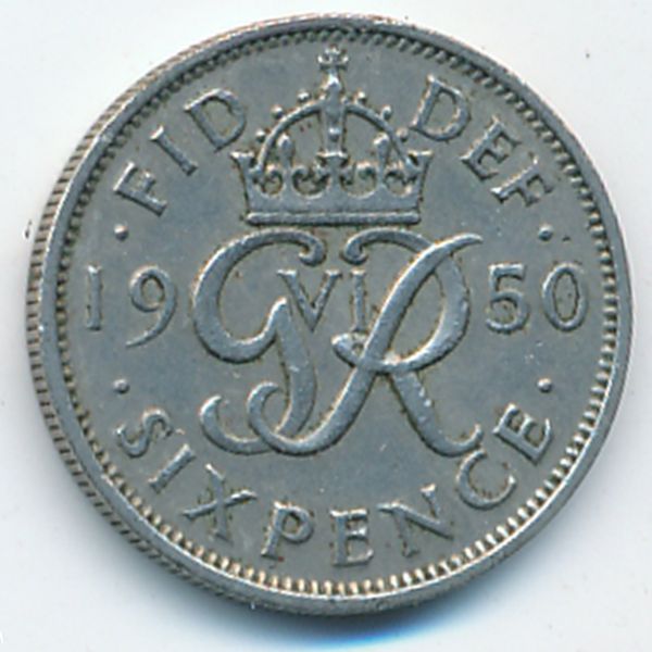 Великобритания, 6 пенсов (1950 г.)