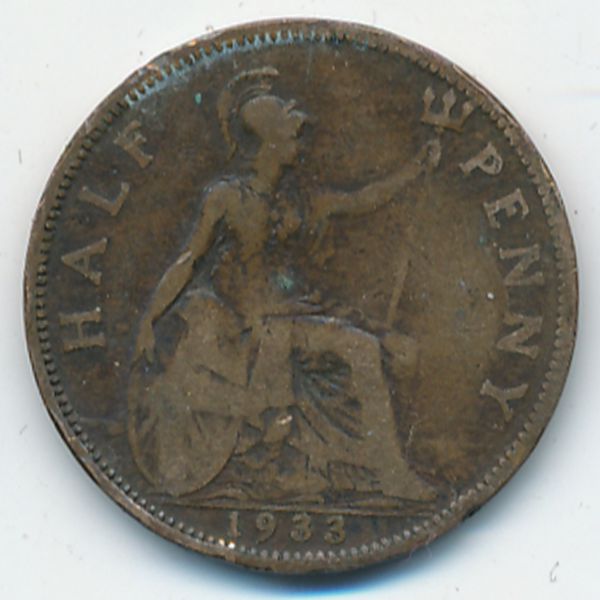 Великобритания, 1/2 пенни (1933 г.)