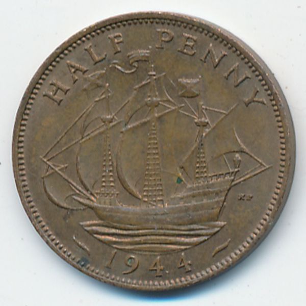 Великобритания, 1/2 пенни (1944 г.)