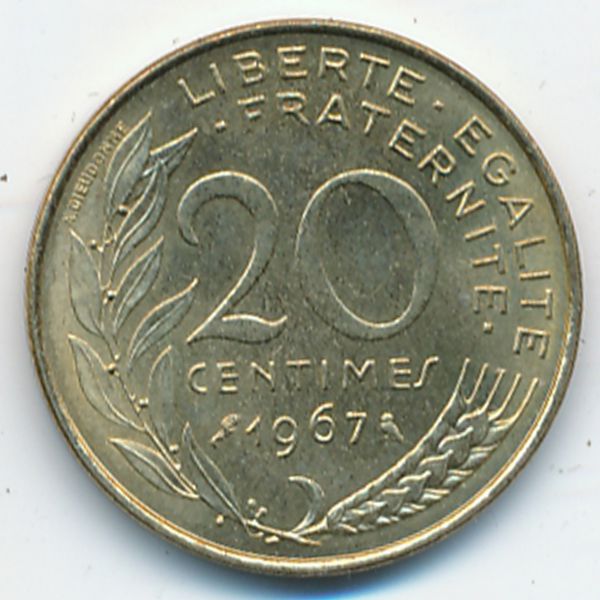 Франция, 20 сентим (1967 г.)
