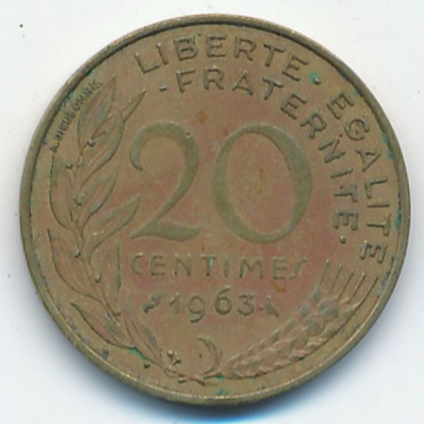 Франция, 20 сентим (1963 г.)