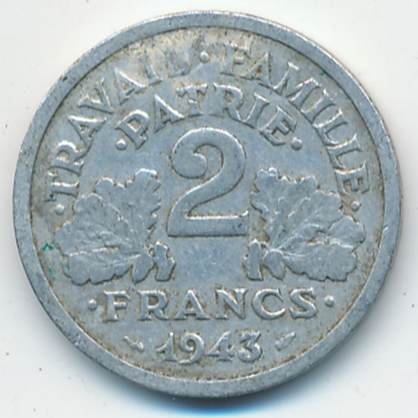 Франция, 2 франка (1943 г.)