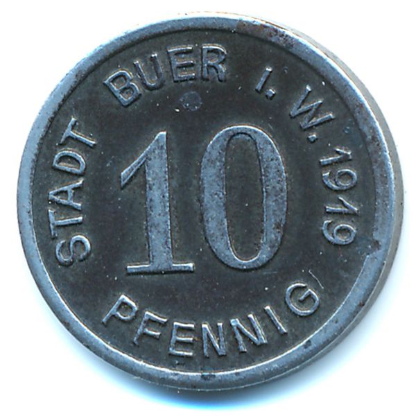 Буер., 10 пфеннигов (1919 г.)