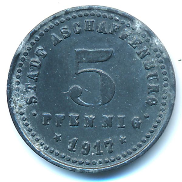 Ашаффенбург., 5 пфеннигов (1917 г.)