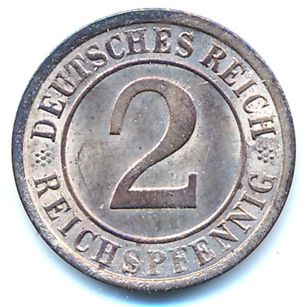 Веймарская республика, 2 рейхспфеннига (1924 г.)