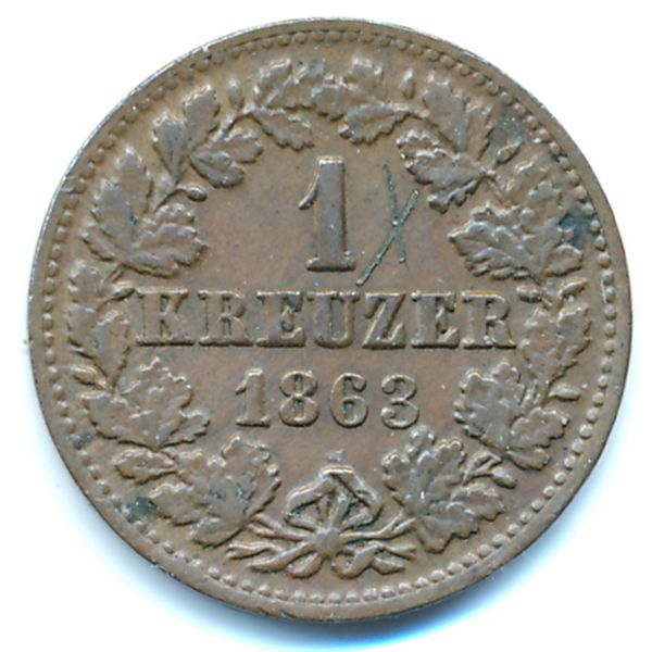 Нассау, 1 крейцер (1863 г.)