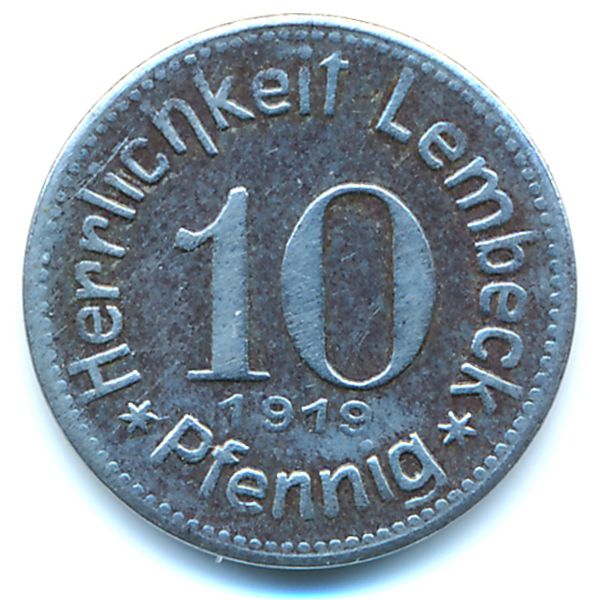Лембек., 10 пфеннигов (1919 г.)
