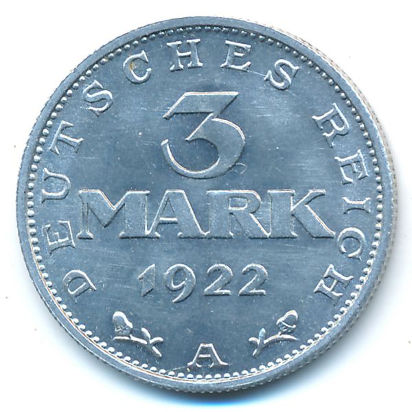 Веймарская республика, 3 марки (1922 г.)
