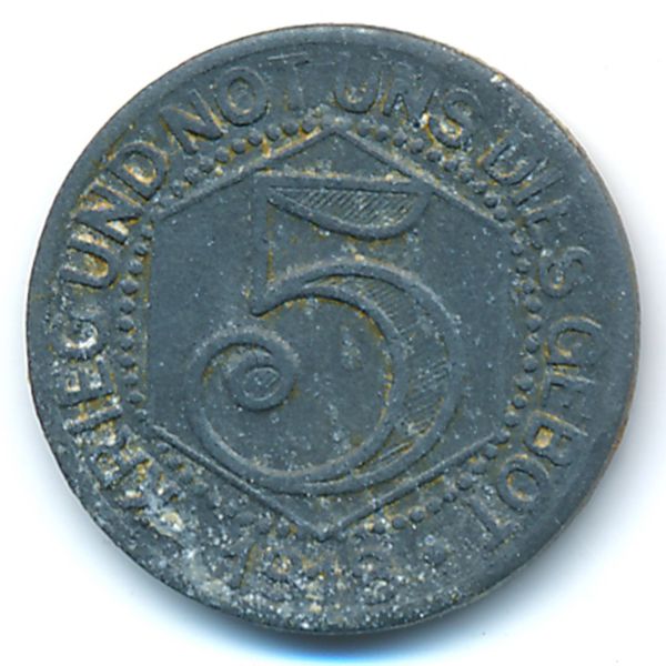 Кальв., 5 пфеннигов (1918 г.)