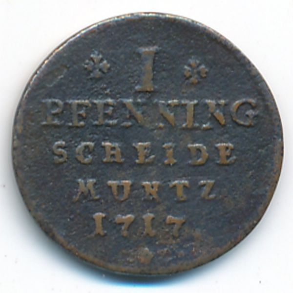 Брауншвейг-Люнебург-Каленберг-Ганновер, 1 пфенниг (1717 г.)