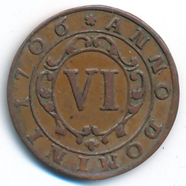 Падерборн, 6 пфеннингов (1706 г.)