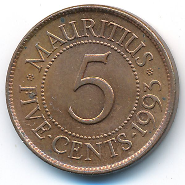 Маврикий, 5 центов (1993 г.)