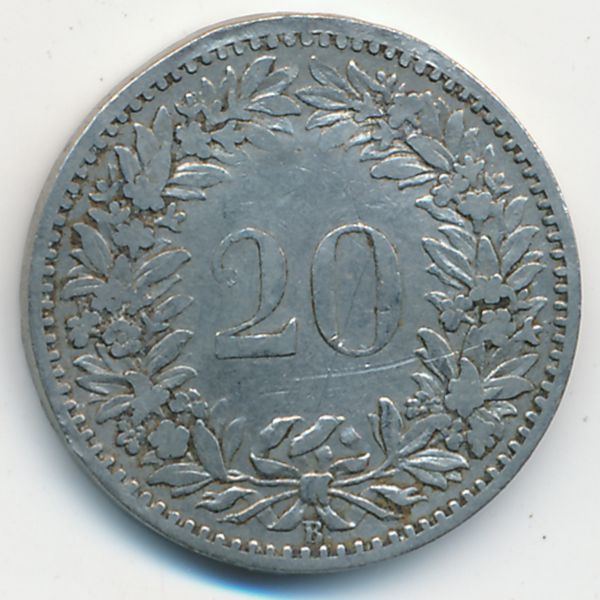 Швейцария, 20 раппенов (1884 г.)
